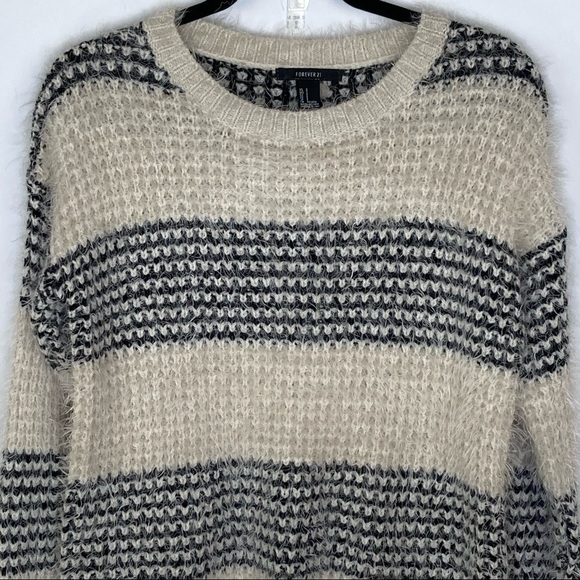Forever 21 Black/Cream Soft Eyelash Knit Sweater - Picture 3 of 10